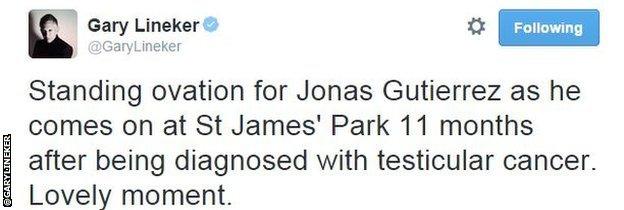 Gary Lineker Jonas Gutierrez tweet