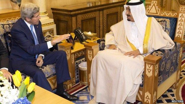 John Kerry meets the Saudi king, Salman bin Abdulaziz al-Saud