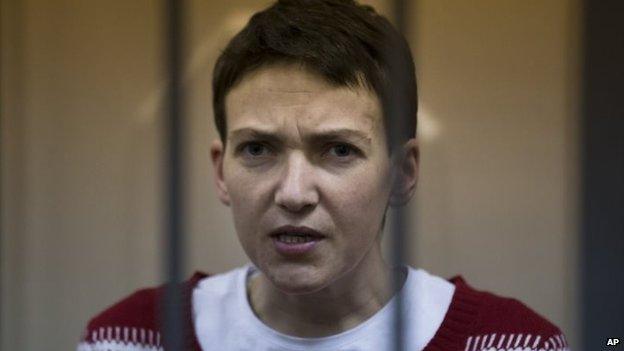 Ukrainian military pilot Nadia Savchenko listens to a court's decision in a cage in Moscow, Russia on 4 March 2015