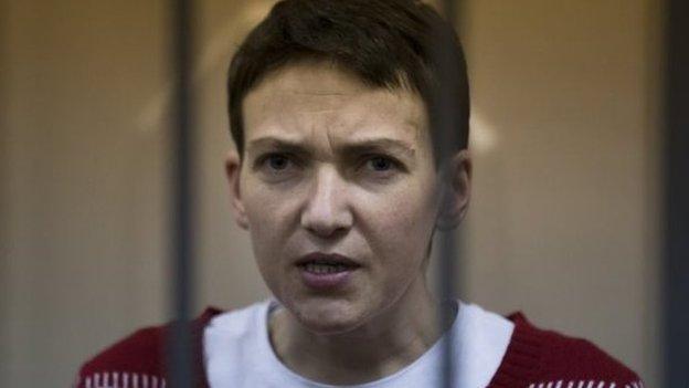 Ukrainian military pilot Nadia Savchenko listens to a court's decision in a cage in Moscow, Russia on 4 March 2015