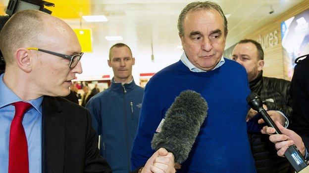 Rangers chief executive Derek Llambias being interviewed by Chris McLaughlin