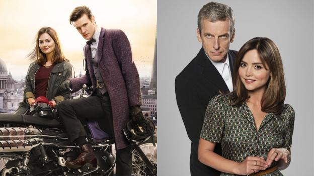 Jenna Coleman with Matt Smith and Peter Capaldi