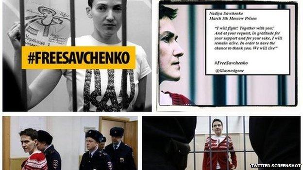 Screengrab of tweet in support of Nadiya Savchenko