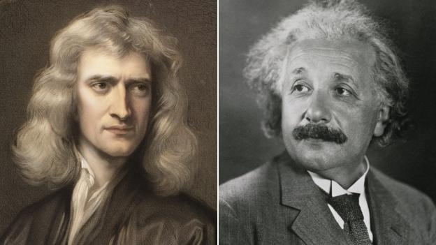 Sir Isaac Newton and Albert Einstein