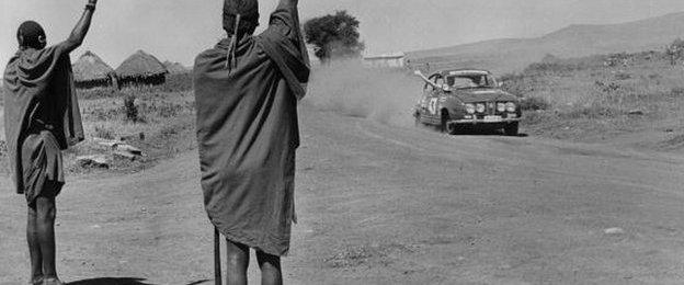 Pat Moss in the East African rally in 1966