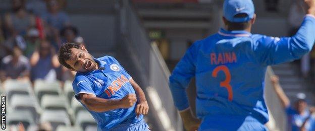 Mohammed Shami celebrates a wicket