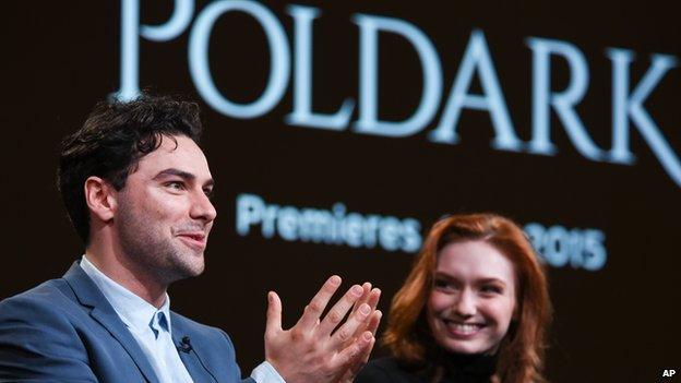 Aidan Turner and Poldark co-star Eleanor Tomlinson.