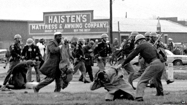 State police use clubs against participants of a civil rights march in Selma, Alabama - 7 March 1965