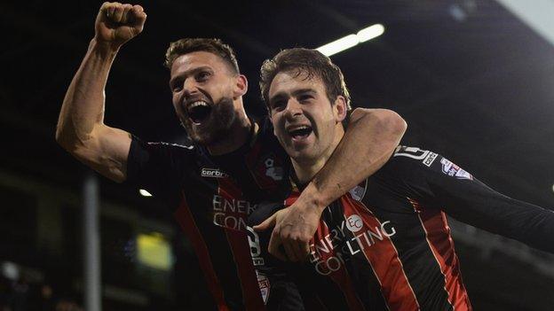 Bournemouth's Steve Cook and Brett Pitman celebrate