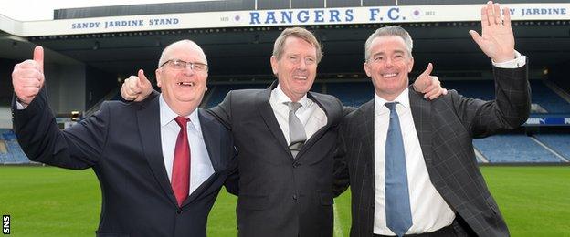 Rangers directors John Gilligan, Dave King and Paul Murray