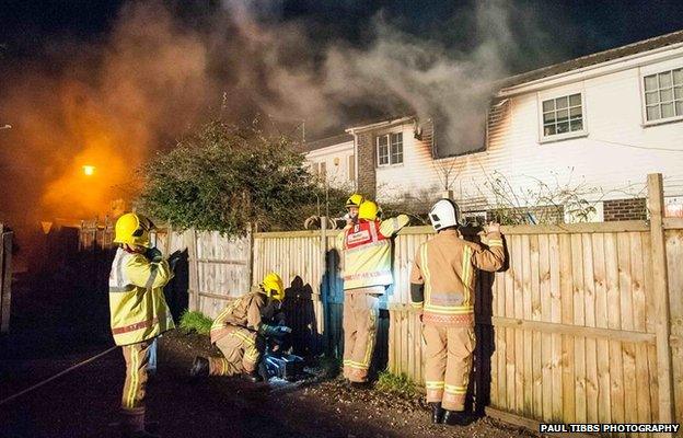 Rear of burning property