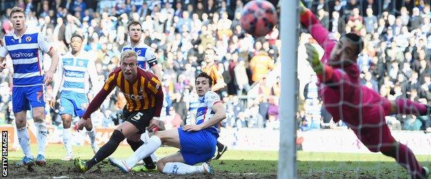 Adam Federici watches on as Gary Liddle's shot hits a post