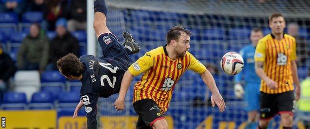 Partick Thistle's Conrad Balatoni leaves Raffaele De Vita heading for a fall