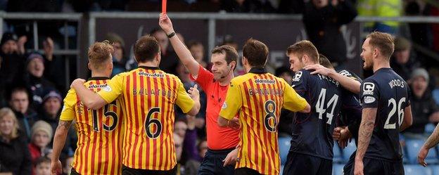 Kallum Higginbotham is red carded