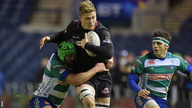 Dave Denton carries for Edinburgh