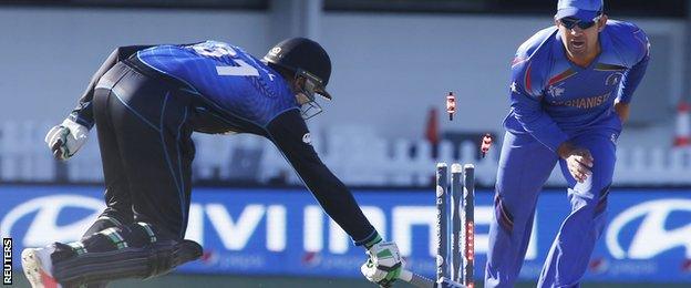 New Zealand's Martin Guptill is run out