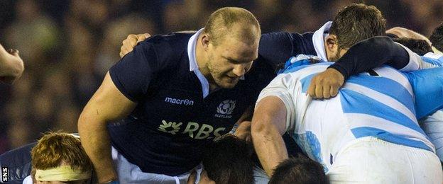 Murray packs down at tighthead during Scotland's November triumph over Argentina