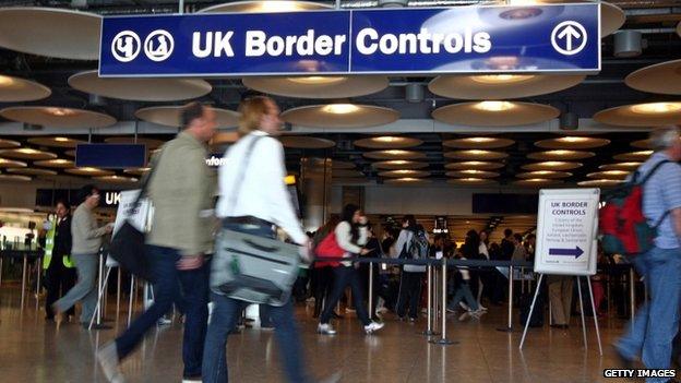 UK Border Controls sign at airport