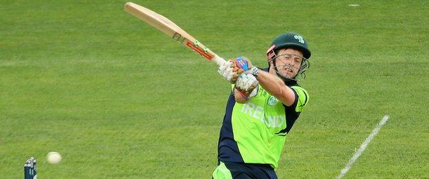 Ed Joyce hit a majestic 112 to help Ireland to a five-run win at the Bellerive Oval in Hobart