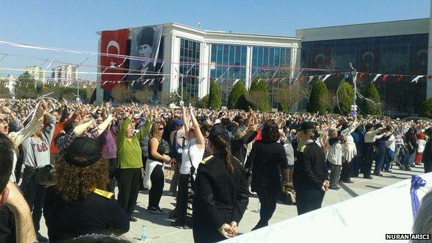 Protestors in Antalya Square, Turkey