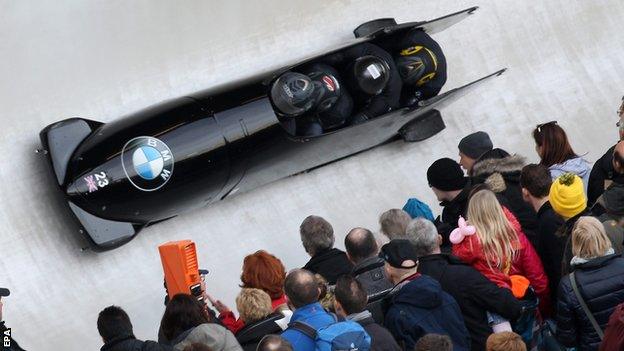 Britain's bobsleigh team competing at the World Championships