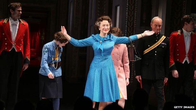 Dame Helen Mirren on the stage of New York's Gerald Schoenfeld Theatre