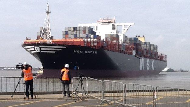 The MSC Oscar in Felixstowe