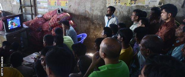 Bangladesh fans watching the game against England in Dhaka