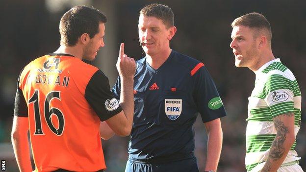 Dundee United's Ryan McGowan said Celtic have earned soft penalties this season.