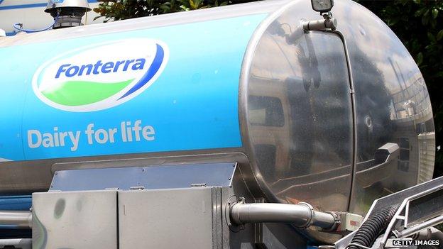 A tanker truck sits outside the Fonterra Brands New Zealand plant on 14 January 2014 in Auckland, New Zealand