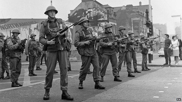 British troops on Falls Road, Belfast 1969