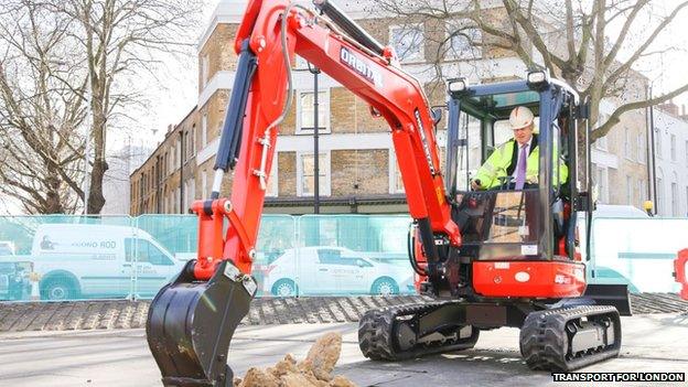 Boris Johnson in a digger