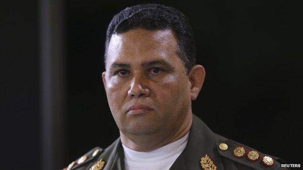 General Gustavo Gonzalez during a national TV broadcast in Caracas on 9 March 2015