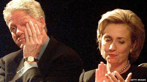 President Bill Clinton and Hillary Clinton in 1999.