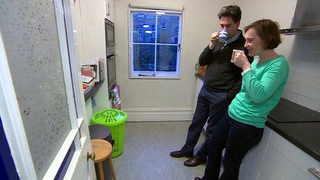 Ed and Justine Miliband in their kitchen