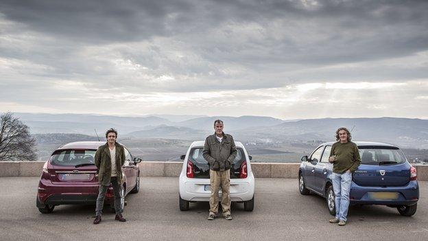 Top Gear presenters Richard Hammond, Jeremy Clarkson and James May