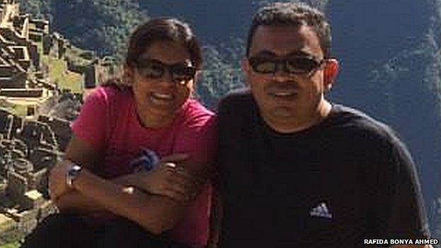 Rafida Bonya Ahmed and her husband Avijit Roy on holiday