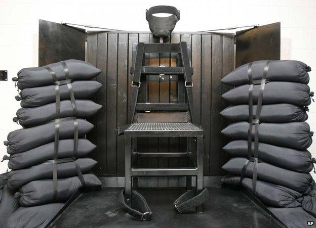 A file photo from 2010 shows the firing squad execution chamber at the Utah State Prison in Draper, Utah