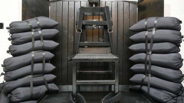 A file photo from 2010 shows the firing squad execution chamber at the Utah State Prison in Draper, Utah