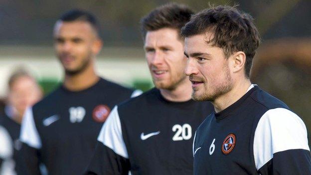 Calum Butcher and Paul Paton train with Dundee United