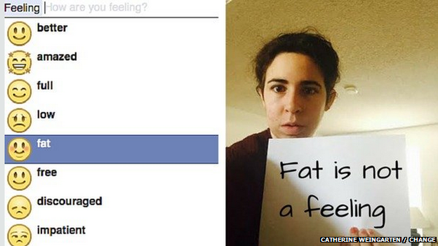 Catherine Weingarten spearheaded the petition for Facebook to change the 'fat' update.