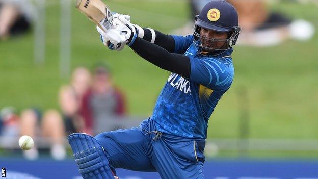 Kumar Sangakkara on his way to 124 against Scotland in Hobart