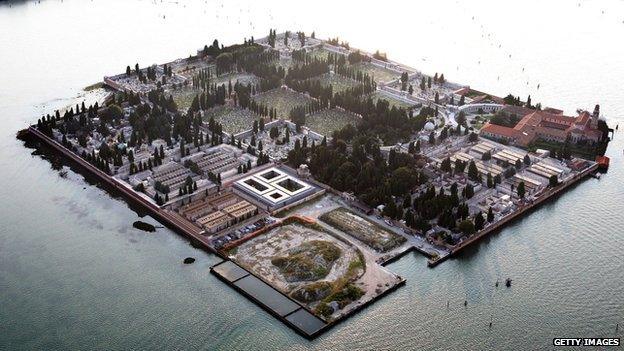 The cemetery island of San Michele, in the Venice lagoon