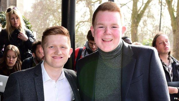 Colson Smith (right) with fellow Corrie star Sam Aston