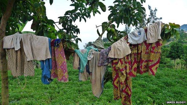 Clothes on a line at the Noel Orphanage in Rwanda