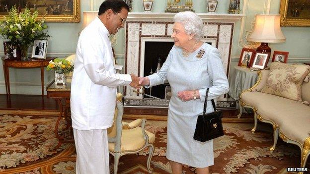 The Sri Lankan president meets Queen Elizabeth