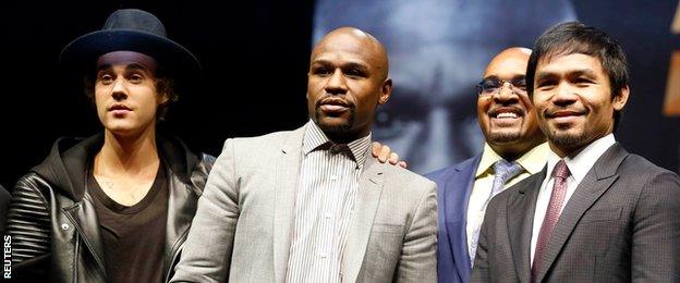 Justin Bieber, Floyd Mayweather and Manny Pacquiao