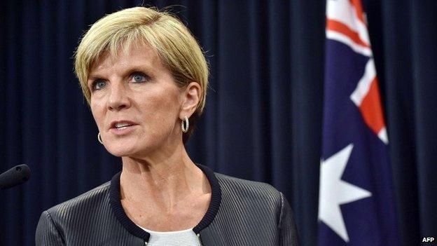 Australian Foreign Minister Julie Bishop speaks at a press conference in Canberra - 12 February 2015