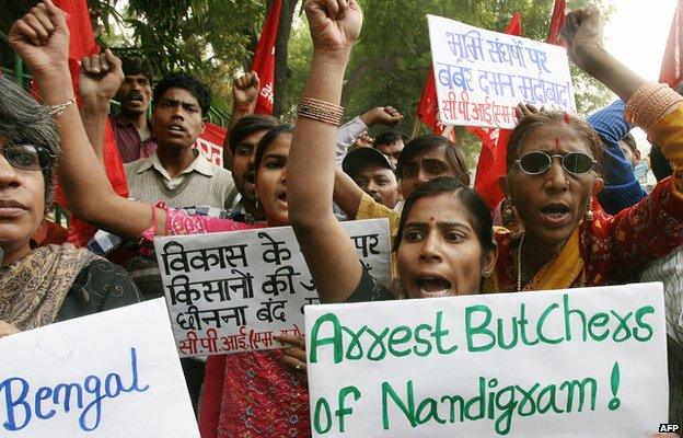 Protests in Nandigram over land acquisition