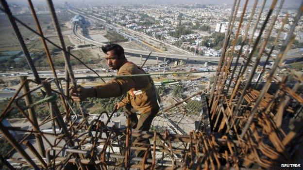 India apartment building under construction in Noida